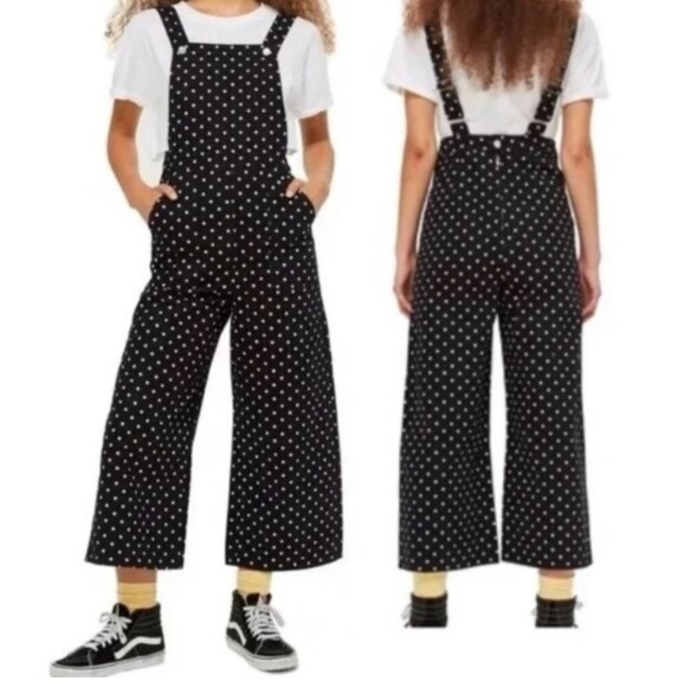 Topshop MOTO Black Polka Dot Overalls